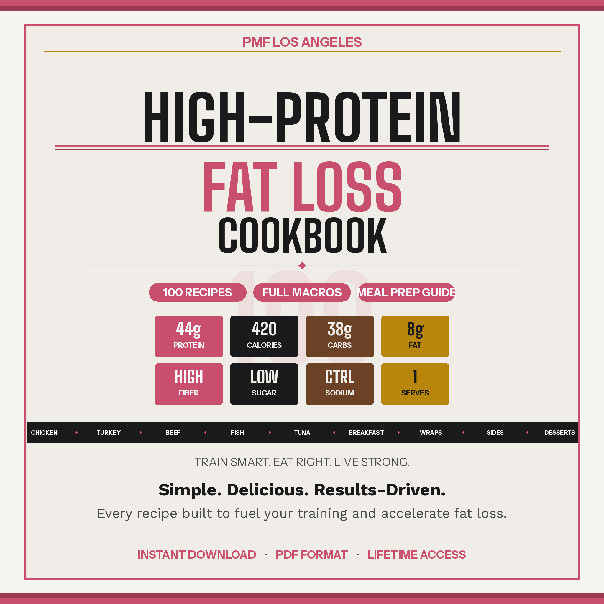 PMF High-Protein Fat Loss Cookbook — 100 Recipes with Full Macros (Digital Download)